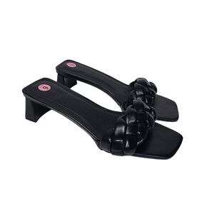 ASOS Black Braided Open Toe Sandal Kitten Heels 9